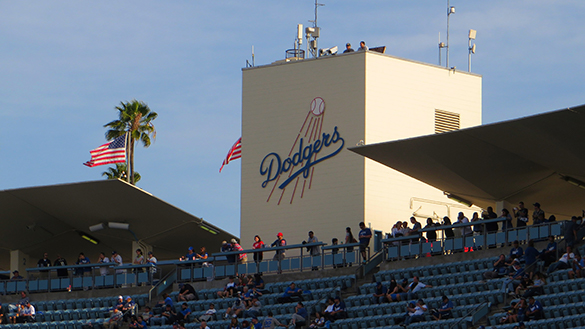 Dodgers Stadium and Los Angeles Skyline at night