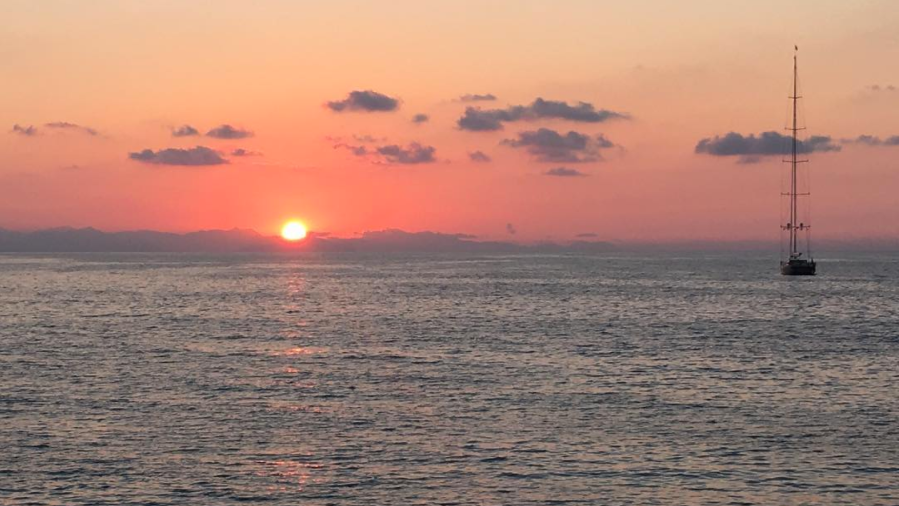 Sunset over Tyrrhenian Sea in Cefalu, Sicily, Italy